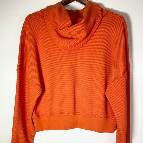 Fabletics Lizzie Half Zip Hoodie Women’s M Orange Waffle Knit Pullover - Picture 5 of 16
